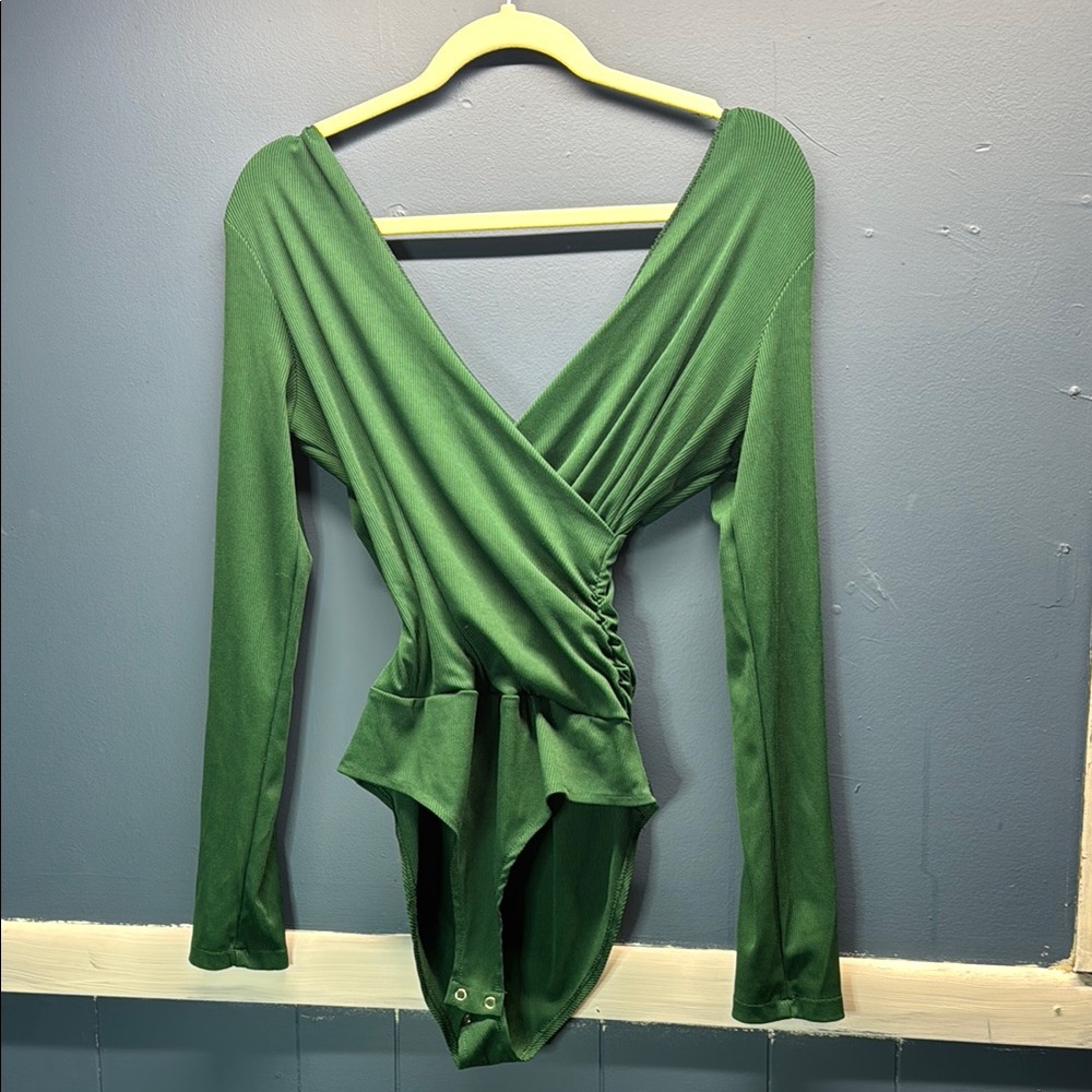 Green Wrap long sleeve bodysuit